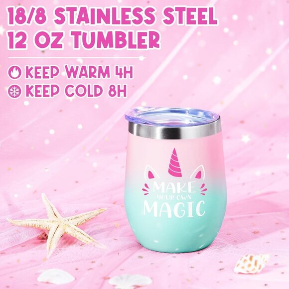 9PCS Unicorn Gifts for Girls Glow in the Dark Blanket Purse Toys for Ages 4-8 - Picture 5 of 9